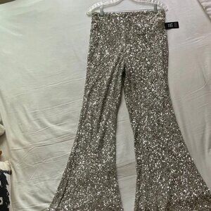 Express Taupe/Silver Sequin Pants